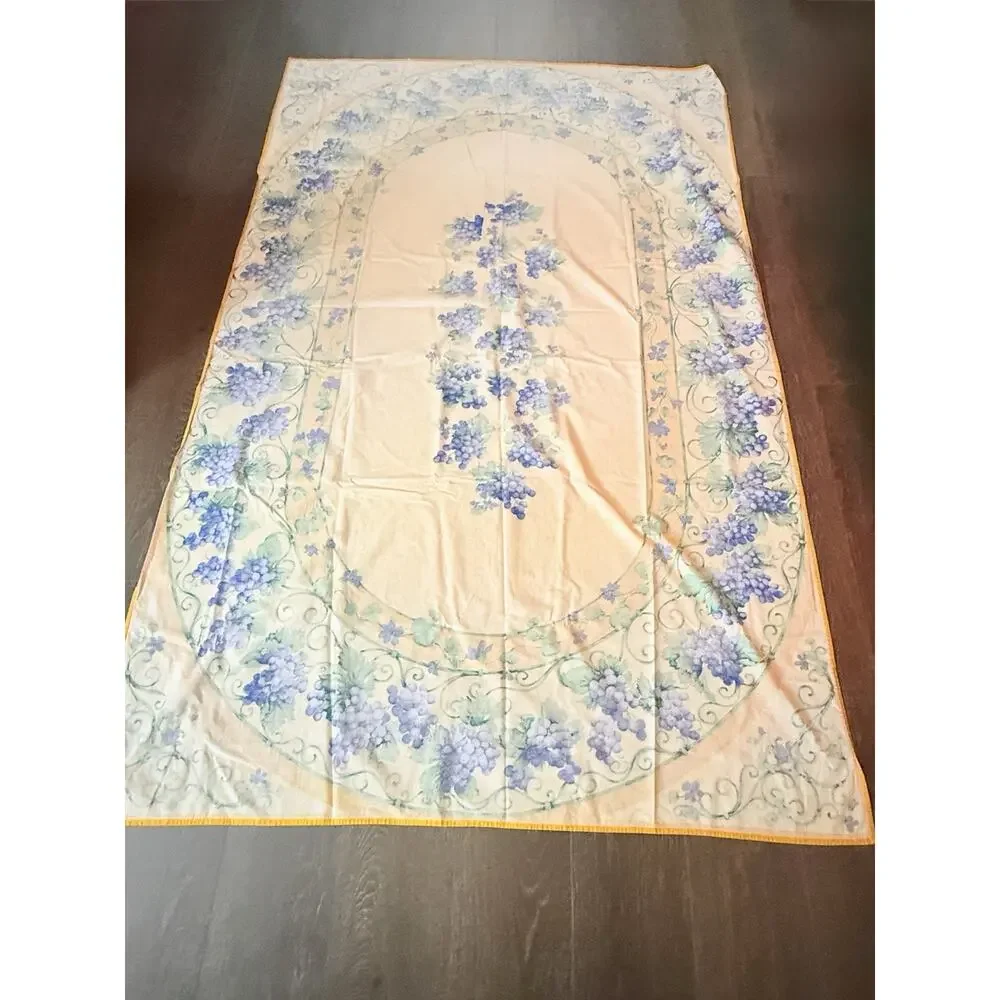 Bright Yellow tablecloth with purple grape Rectangular